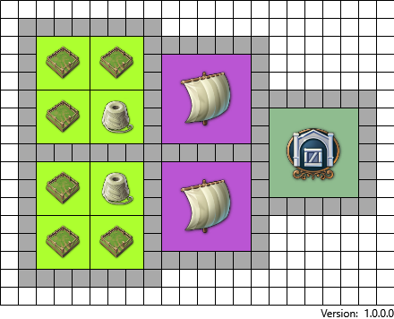Layout 2 simple layout with 2 sheep farm, 2 sailmakers and a warehouse.